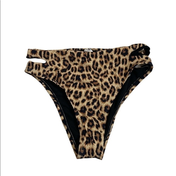 VYB Keyhole Leopard High Waisted Bikini Bottoms - Picture 1 of 6